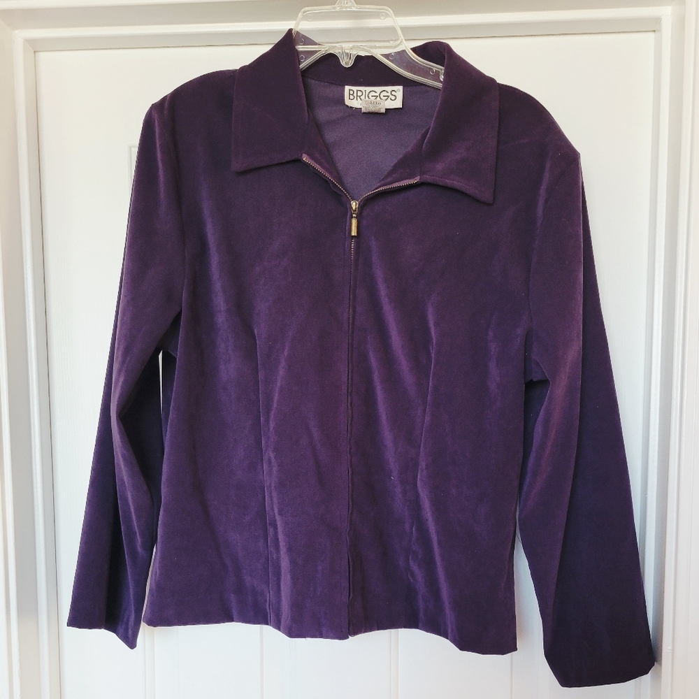 Vintage 80s Briggs Petite Purple Suede Zip-front Blazer